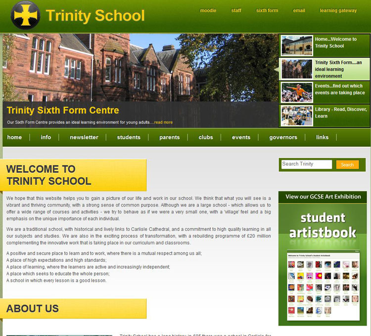 The Home Page for the Trinity School, Carlisle, website