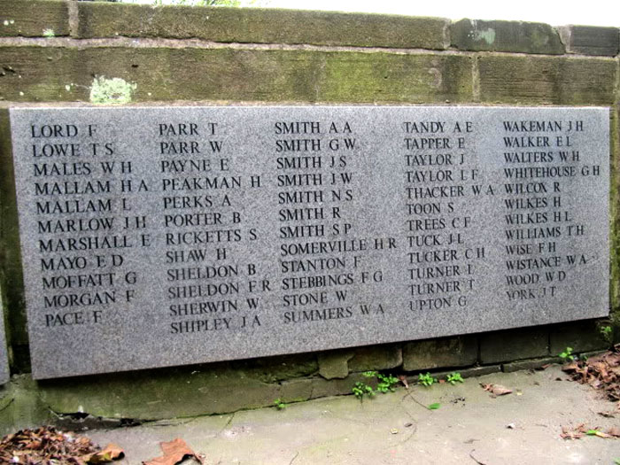 Lieutenant Thacker's Name on the War Memorial for Walsall