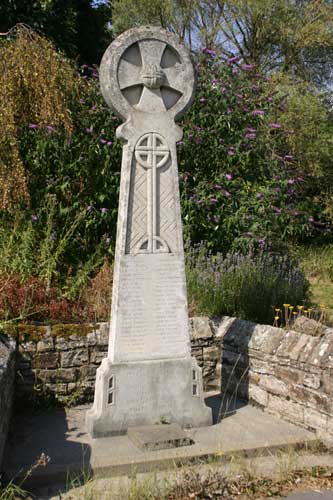 The Village War Memorial, Wensley. The Memorial is at the top of the hill that overlooks the Church, on the road between Leyburn and Hawes.