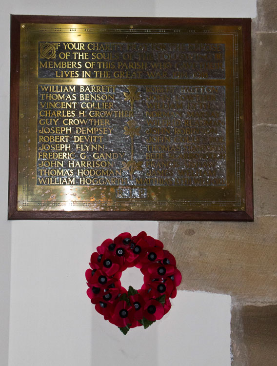 The First World War Memorial in St. Hilda's RC Church, Whitby