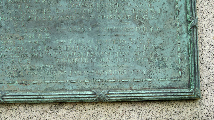 Sergeant Kindleyside's Name on the Whitley Bay War Memorial (at bottom of the above panel)