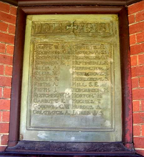 Names "D" - "J" on the Whitwood (Castleford) War Memorial