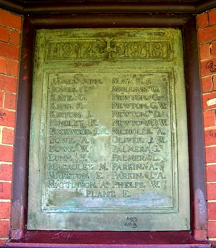 Names "J" - "P" on the Whitwood (Castleford) War Memorial