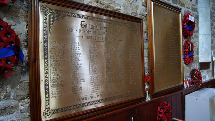 The First and Second World War Memorial Plaques in All Saints' Church, Wingate