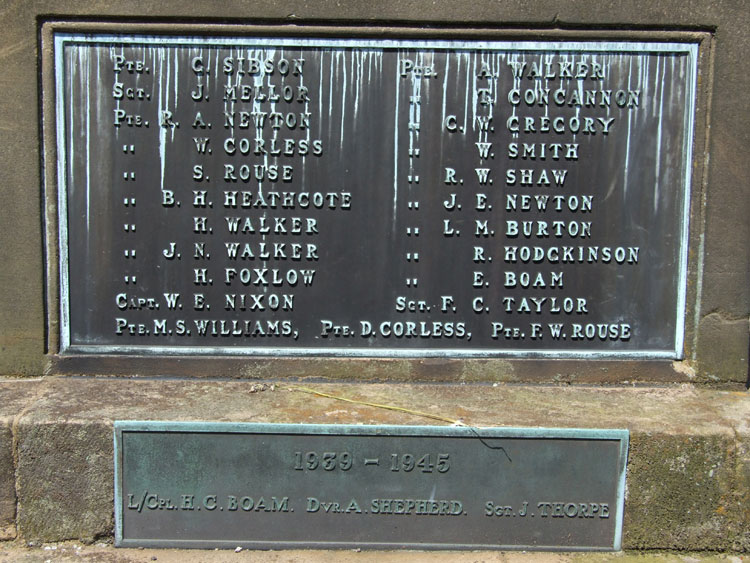 Private Walker's Name (top right) on the Winster War Memorial