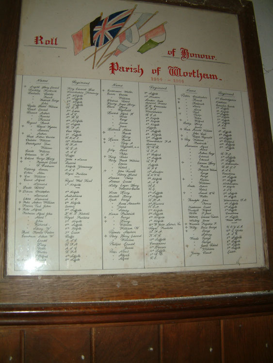 The Roll of Honour in St. Mary's Church, Wortham