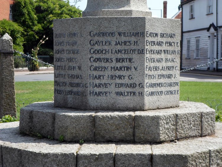 Private Gowers' Name on the Writtle (Essex) War Memorial