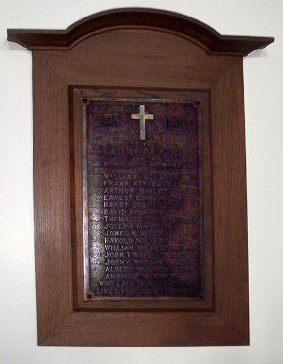 The First World War Memorial in Yarm's Methodist Church