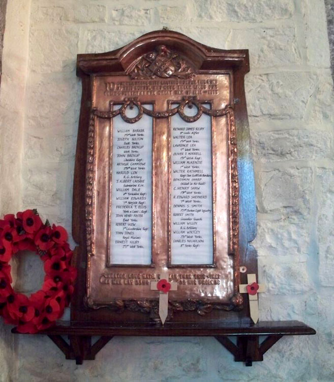 The First World War Memorial for St. Denys' School in the Church of St. Margaret (Walmgate), York