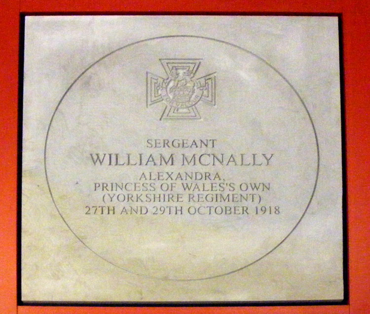 The above stone, commemorating the award of the VC to Sergeant William McNally