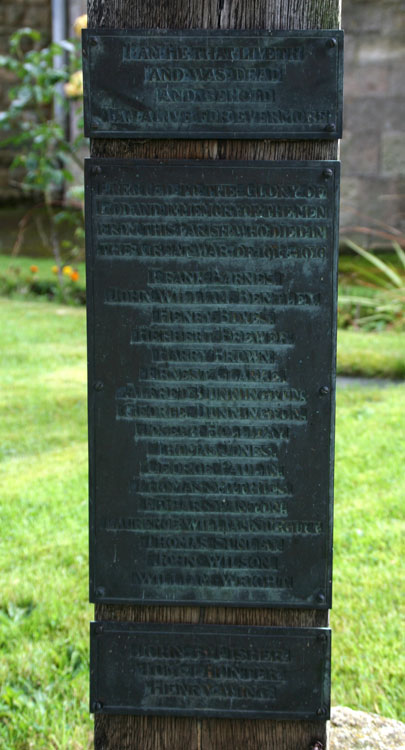 The Commemorative Plates on the Amotherby War Memorial