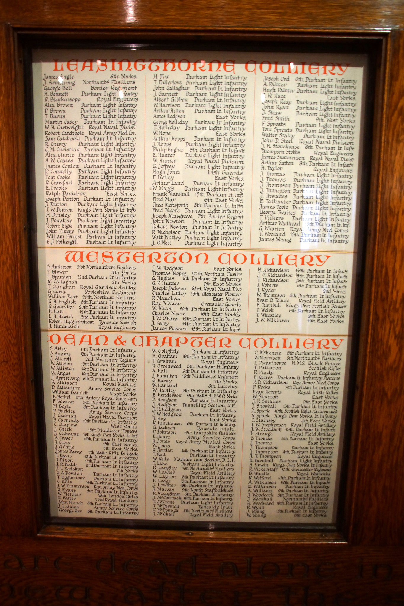 The Yorkshire Regiment, Local War Memorials