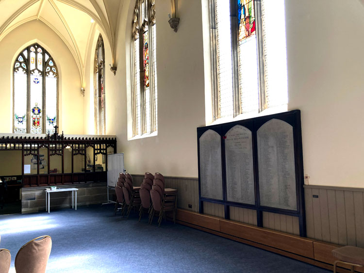 The War Memorial from St. Michael's Church, Buslingthorpe, now in St. Mark's Church, Woodhouse (Leeds)