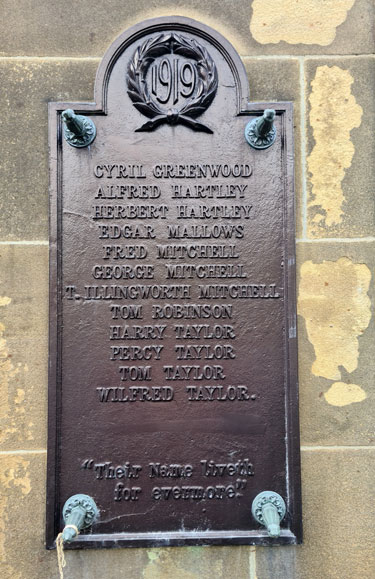 The First World War Memorial Plaques outside the East Morton Memorial Institute (Bradford) 