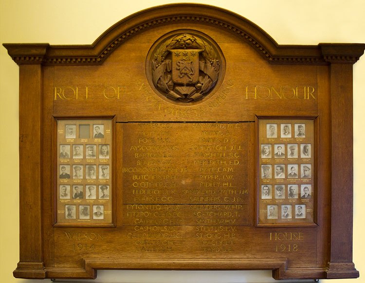 The Wilson House War Memorial for Epsom College which includes the name of L T Tracy (though name spelled "Tracey")