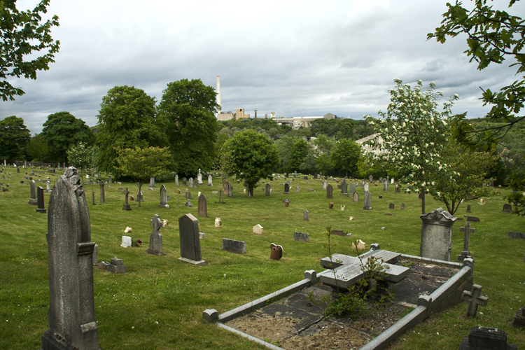 A view of Duncombe Cemetery, Ferryhill, looking East from the Main Entrance