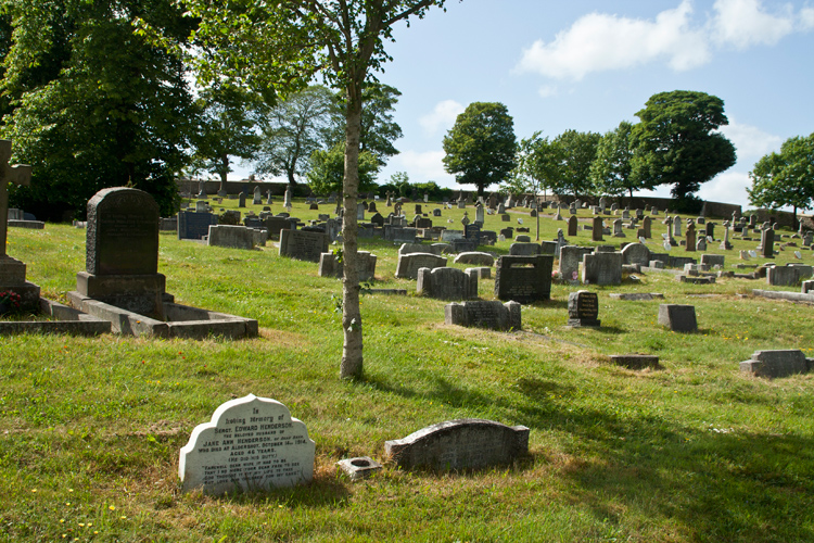 A view of Duncombe Cemetery, Ferryhill, with Serjeant Henderson's Headstone in the Foreground