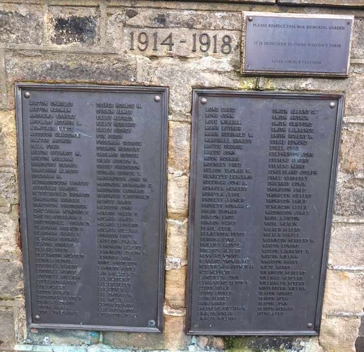 The First World War Memorial Plaques on the Guiseley War Memorial