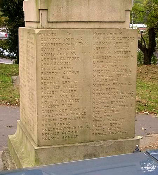 Names (ORs "C" - "R") on the War Memorial for Ingrow (Keighley, West Yorks) 