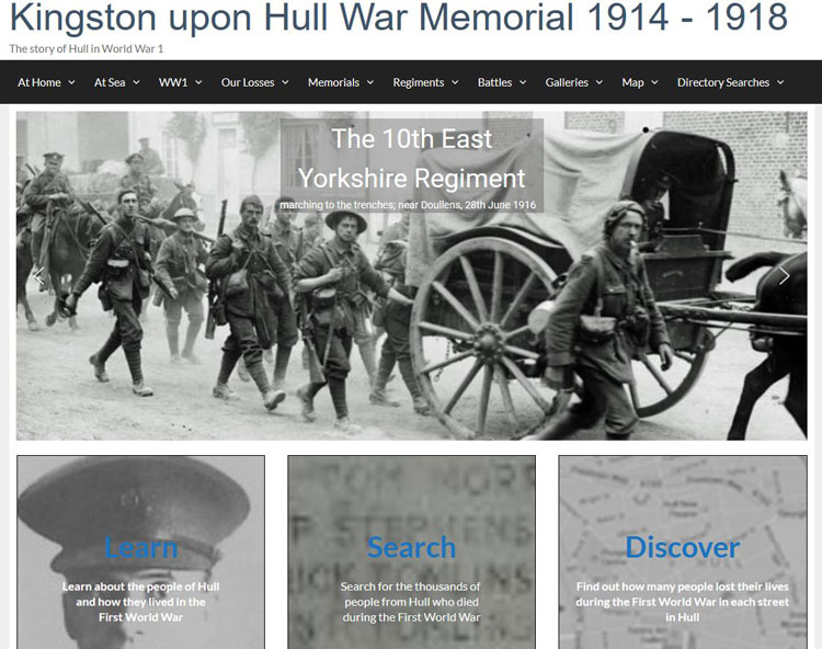 The Title Screen of the Kingston Upon Hull War Memorial website