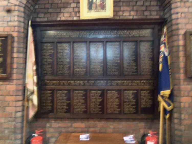 The First World War Memorial in St. John's Church, Middlesbrough