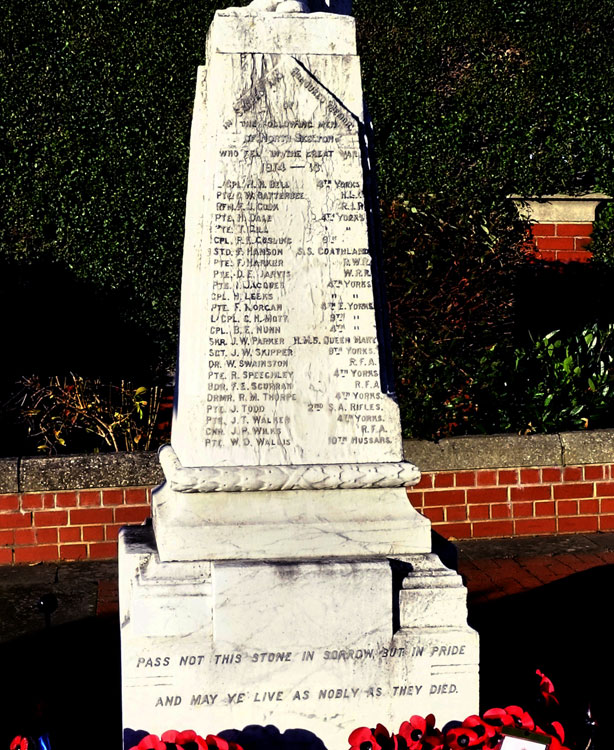 The First World War Commemorations on the North Skelton War Memorial.