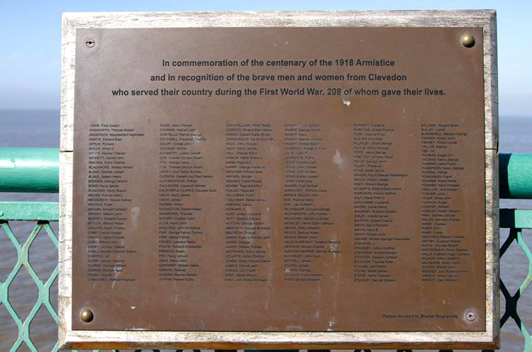 The First World War Memorial on Clevedon Pier