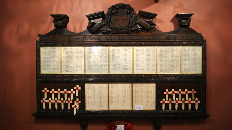 The War Memorial inside the Town Hall, Durham City
