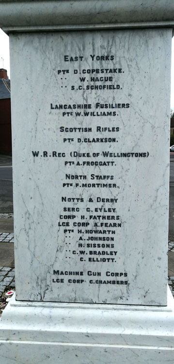 The Name of Daniel Copestake on the War Memorial for Wales (Rotherham)