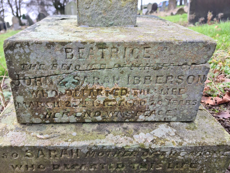 The Ibberson Family Headstone in Sheffield (City Road) Cemetery - 2