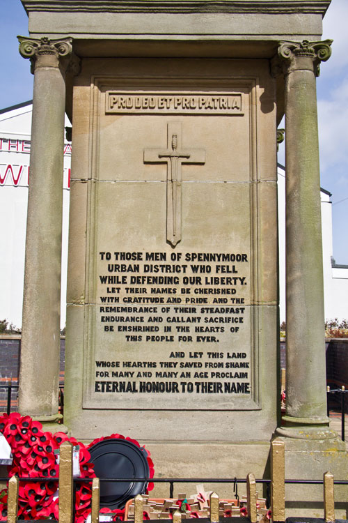 The Dedication on the War Memorial for Spennymoor