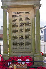 Names "F" - "P", Spennymoor War Memorial